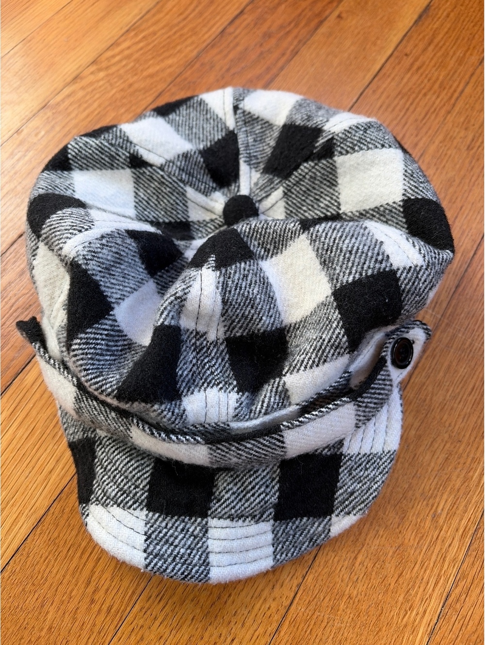 Black White Plaid Newsboy Paperboy Baker Boy Cap Y2K Model Off Duty Grunge
